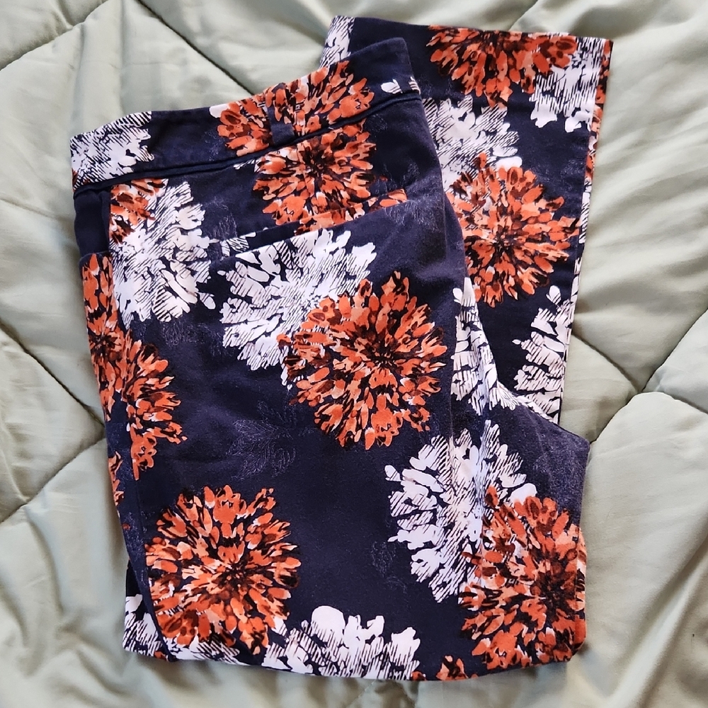 The Limited Navy and Orange Floral Capris